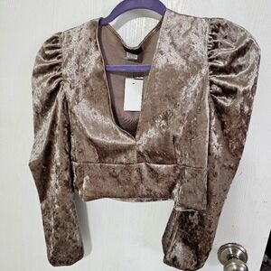 Velvet Puff Sleeve Top